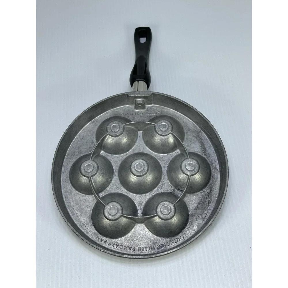 2 NORDIC WARE Ebelskiver Filled Pancake Pan 7 Cavities Spherical